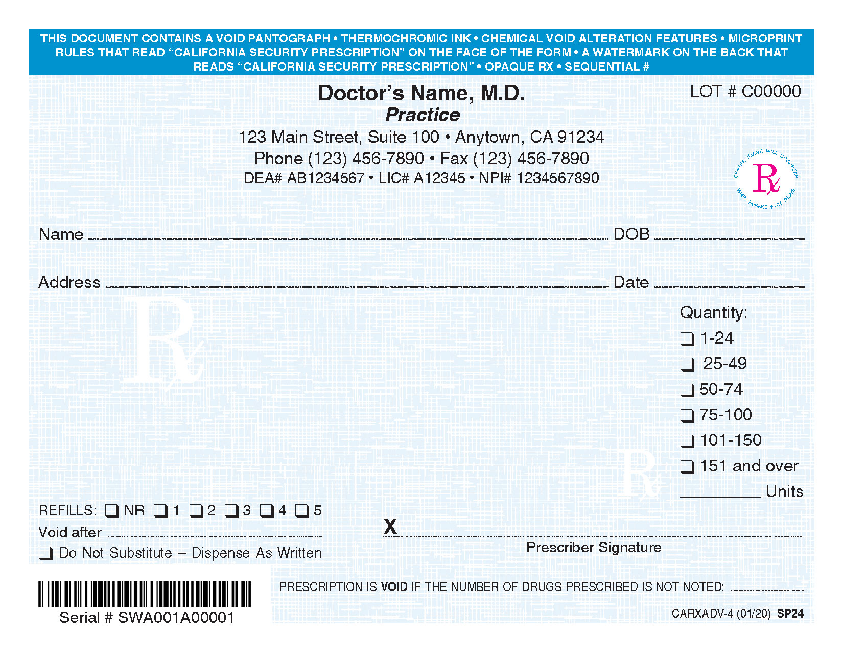 California Prescription Pads